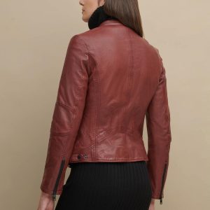 Tricia brown leather jacket for women - Image 3