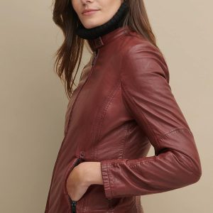 Tricia brown leather jacket for women