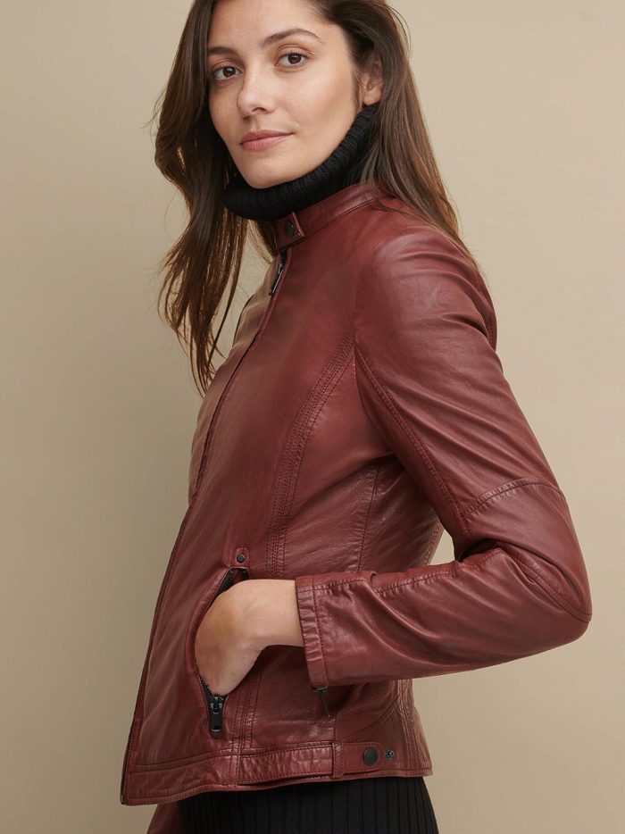 Tricia brown leather jacket for women
