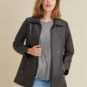 Lindsey thinsulate black leather scuba jacket for women