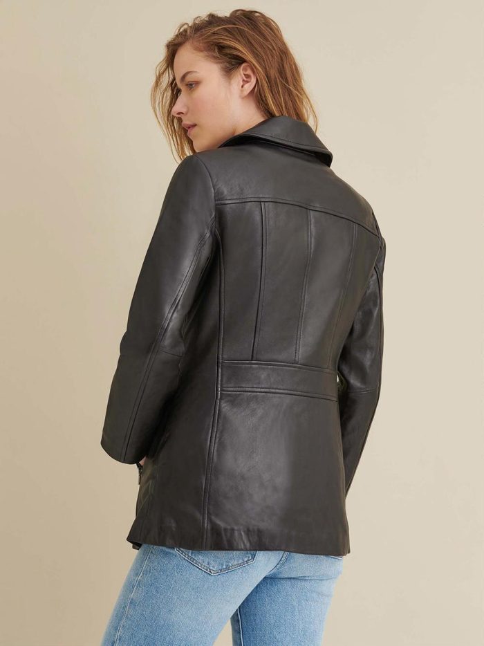 Lindsey thinsulate black leather scuba jacket for women - Image 3