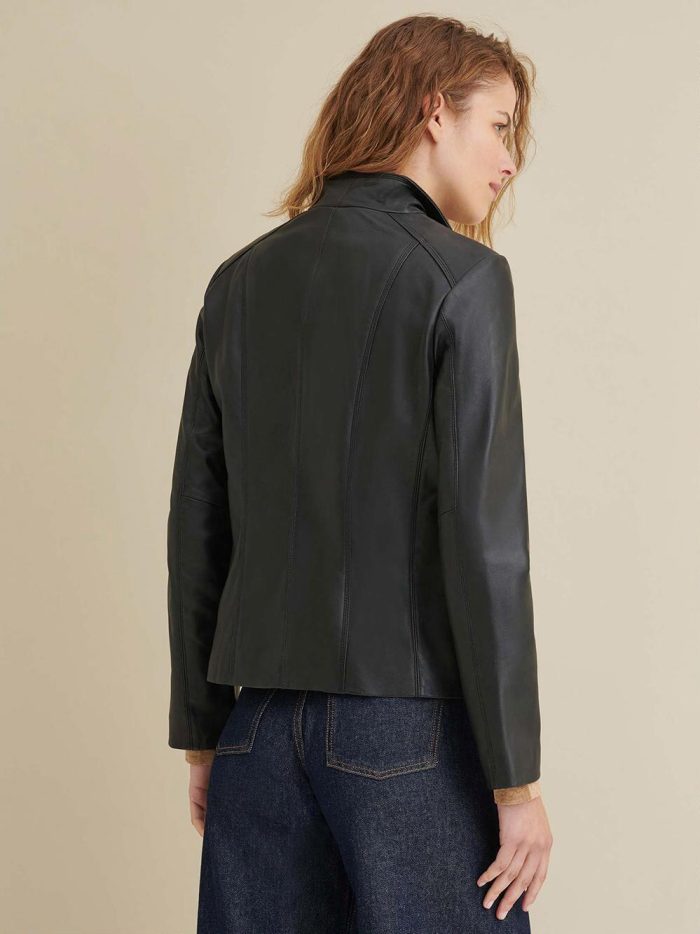 Kelsey black leather scuba jacket for women - Image 3