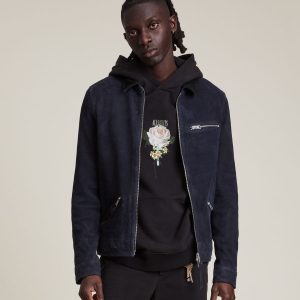 terence suede blue jacket for men