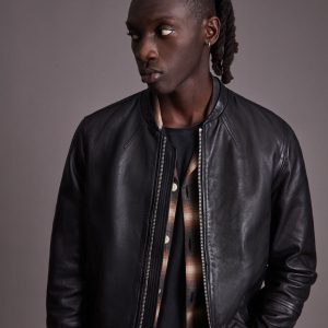 gates black leather jacket for men