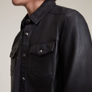 irwin black leather jacket for men