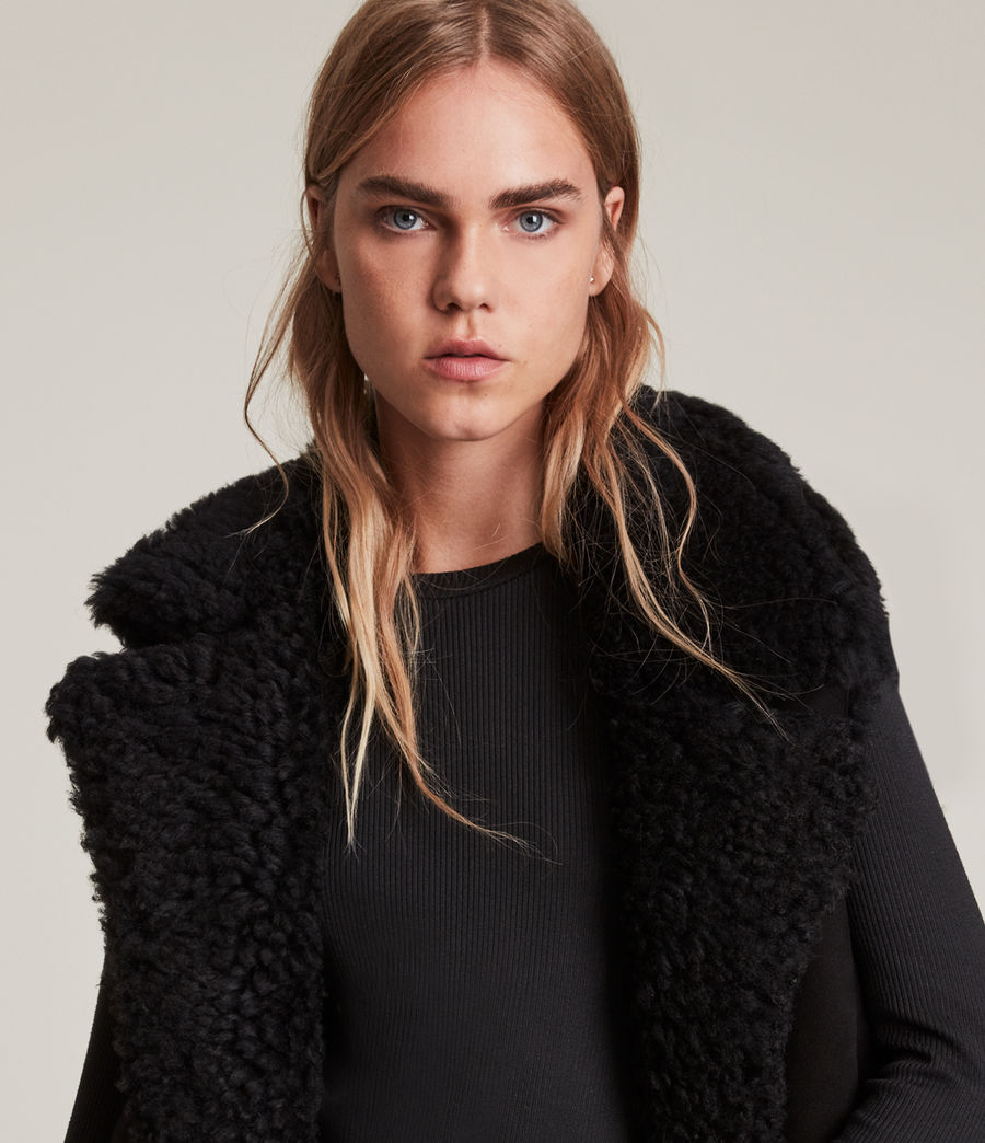 sylvan shearling black gilet jacket for women