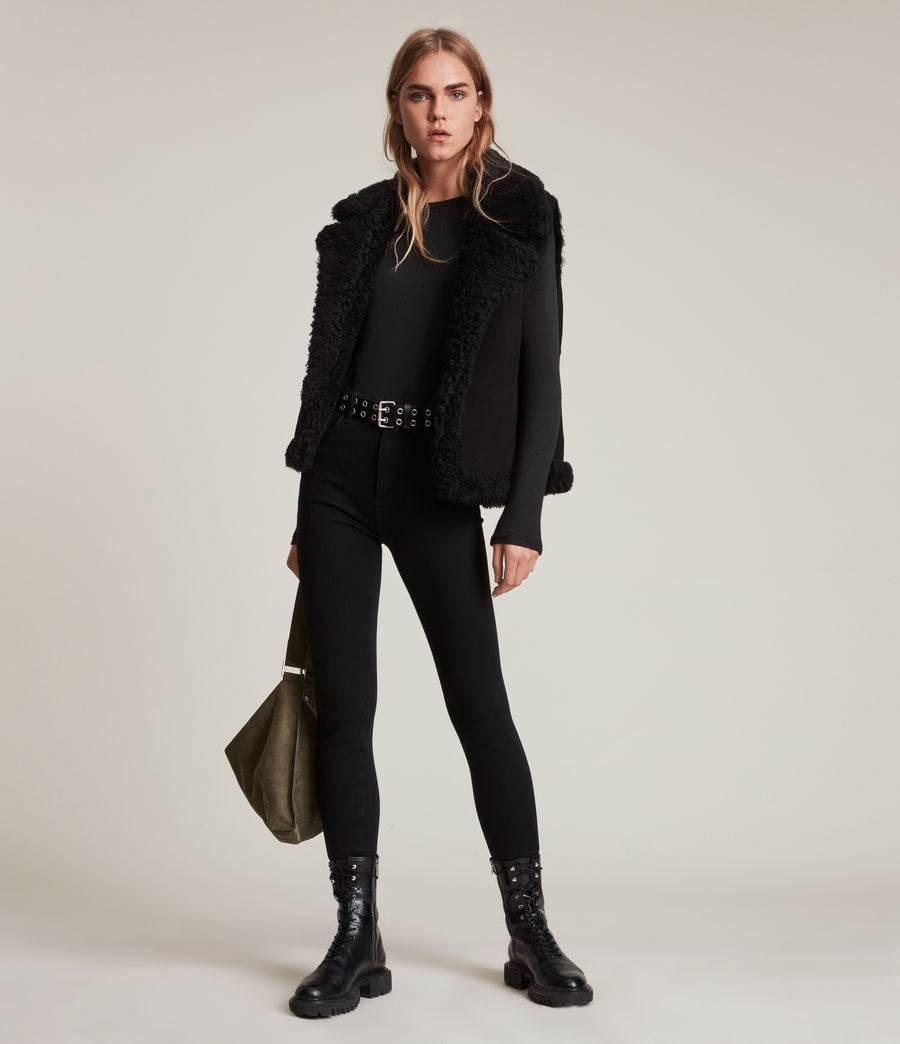sylvan shearling black gilet jacket for women