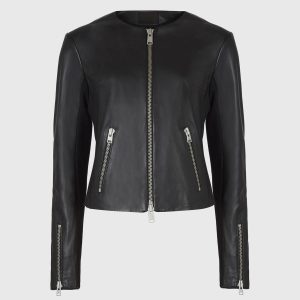 nala black leather biker jacket for women